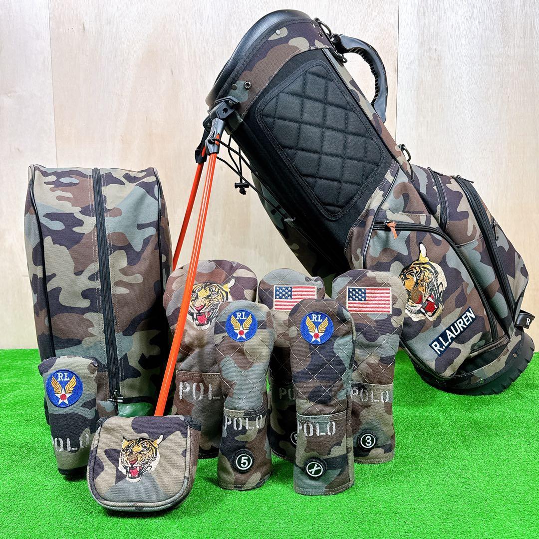 ラルフローレン RLX 迷彩柄 キャディバッグ スタンド式 ヘッドカバー付き