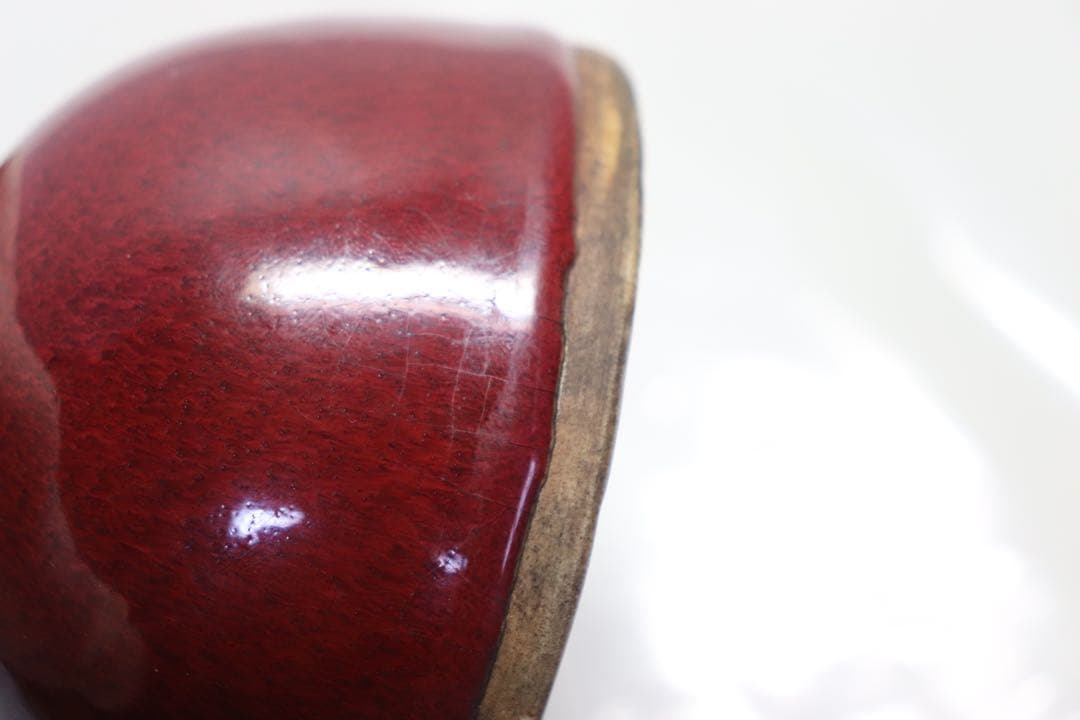 中国　祭紅釉水盂　木箱入　送料込み1211