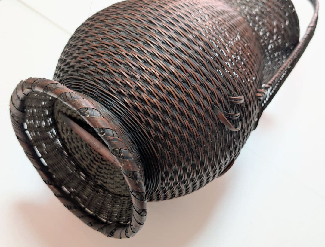 竹良作 花籠 竹籠 竹筒 古竹 華道具 細密 作家物 古美術