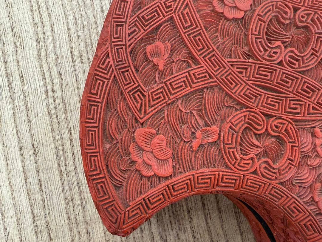 中国　堆朱　菱型香合　型方勝　木製　送料込み250313