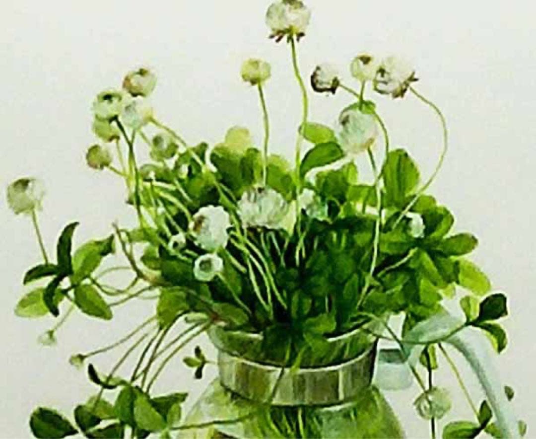 原画1点物！ 橋本不二子「軽井沢のクローバー（1）」水彩画 大変貴重な逸品です！