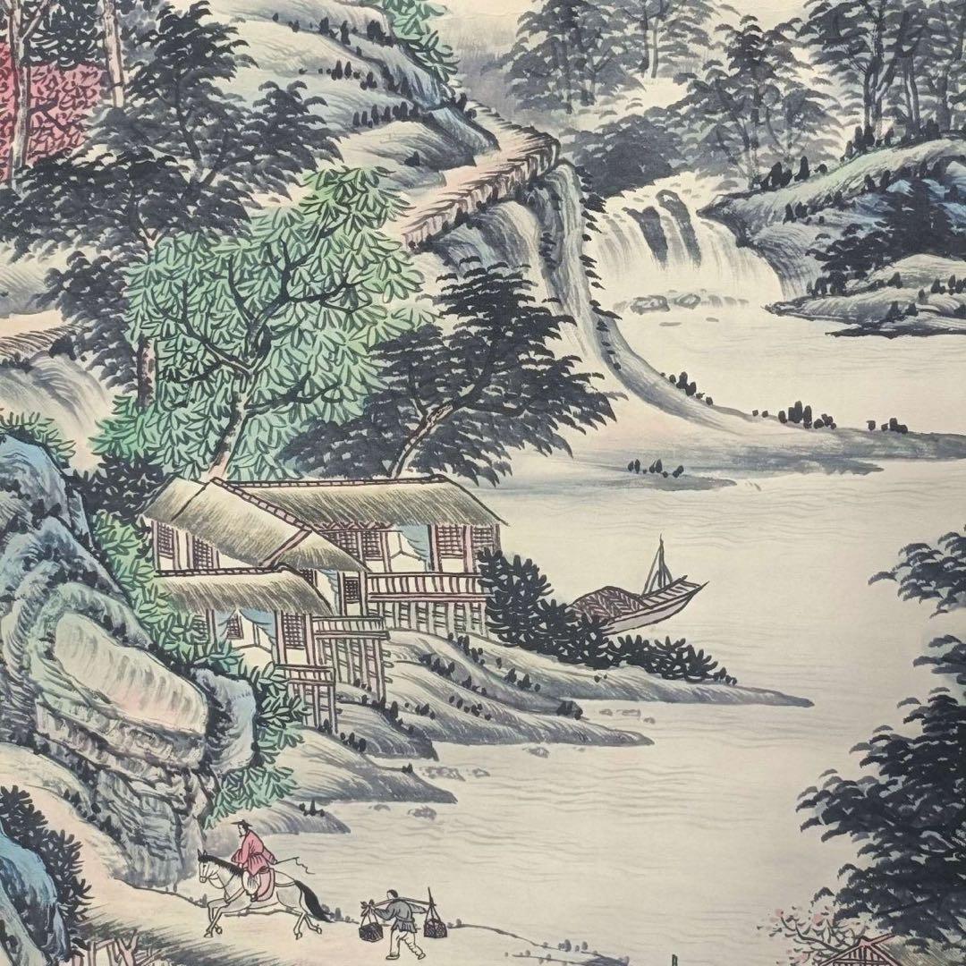 郎世宁 江山勝覧図 三尺中堂 掛け軸　中国山水画　宣紙