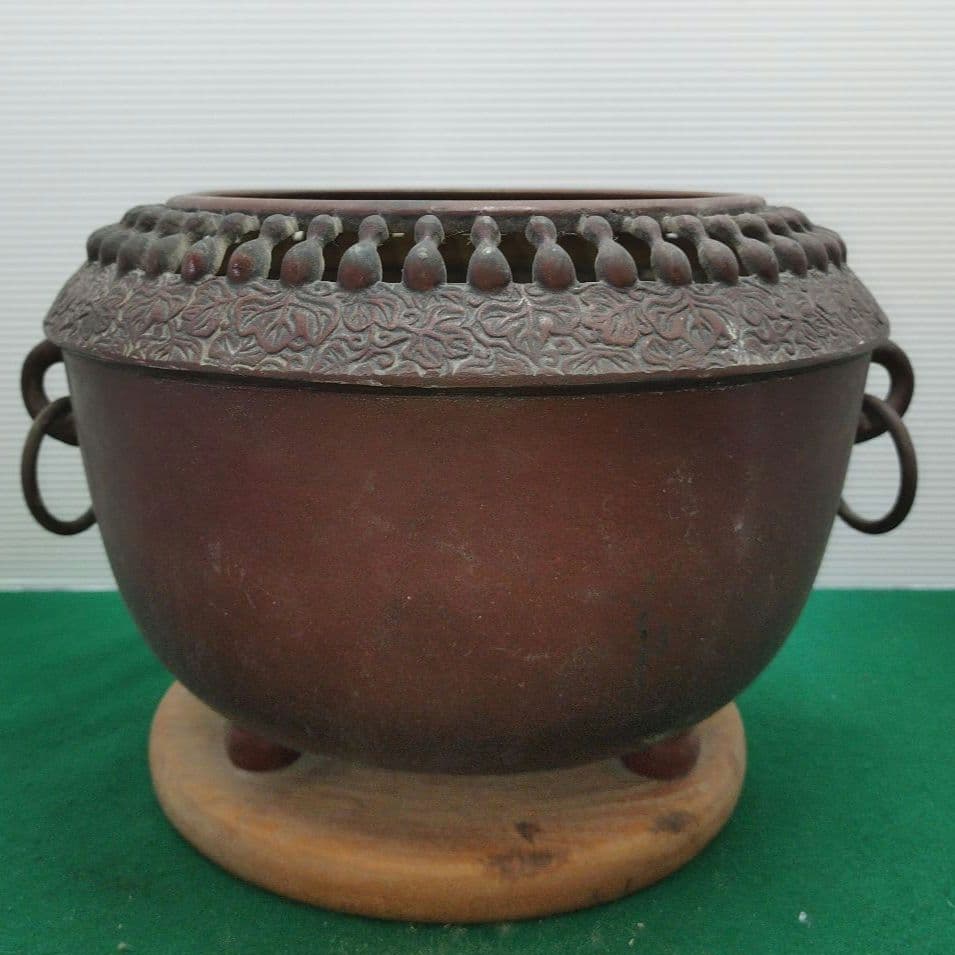 銅製火鉢 時代物 古民具 古道具 瓢箪 ひょうたん 透かし 火鉢 アンティーク