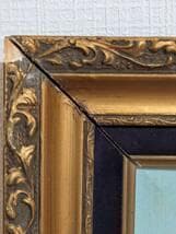 【真作】絵画　油彩　湖畔の山岳風景　水辺の小屋を描いた風景画　Y188