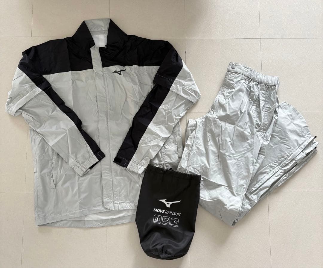 レインコート　レインウェア　長袖　ミズノ　ムーブレインスーツ　グレー　ゴルフ
