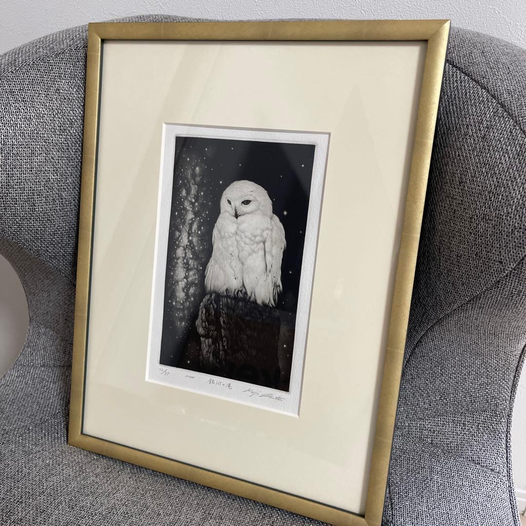 サイン入り　生田宏司　銀河の滝　銅版画　メゾチント