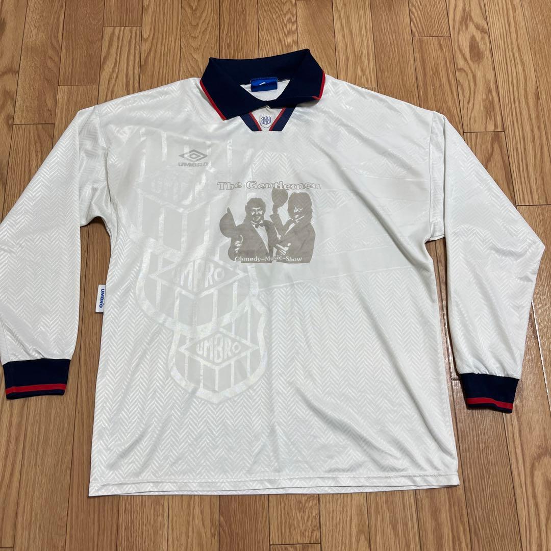 90s UMBRO ゲームシャツ 長袖　襟付き 透かし　イングランド　XL