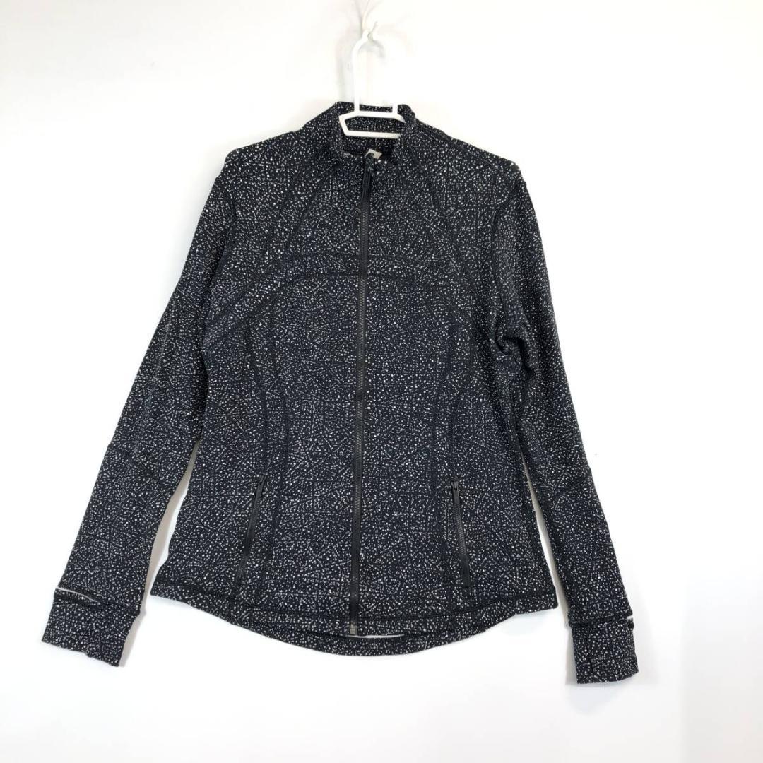 ルルレモン ジップジャケット ブラック 伸縮　ドット柄 12サイズ