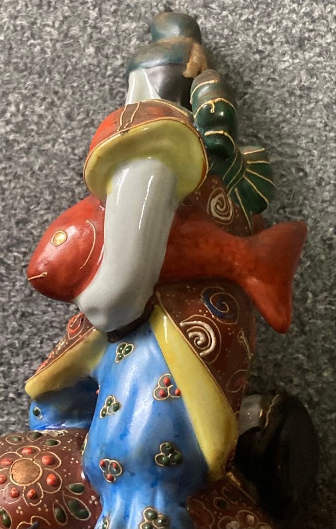 完全ジャンク品 九谷 えびす大黒 遊戯像