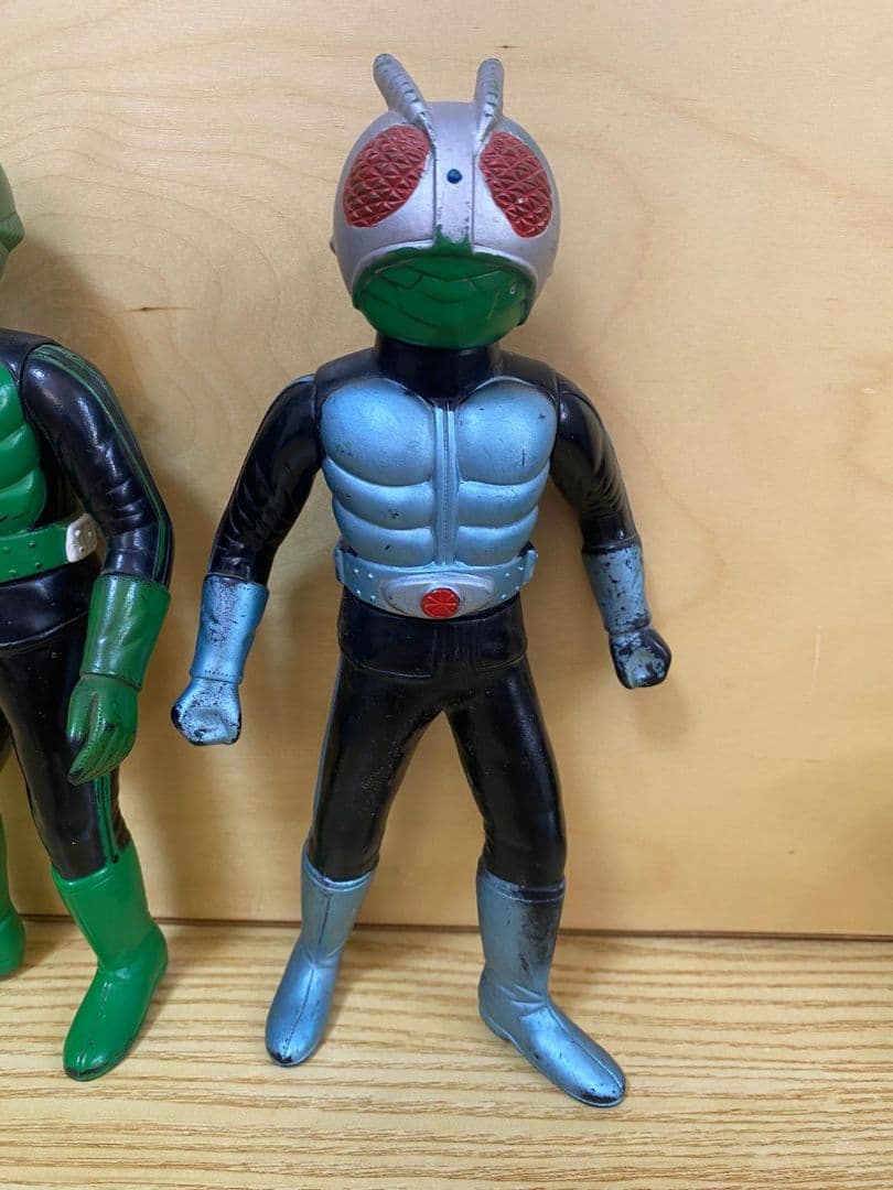 当時物　旧バンダイ社製　仮面ライダー１号＆２号　希少ソフビフィギュア２体セット