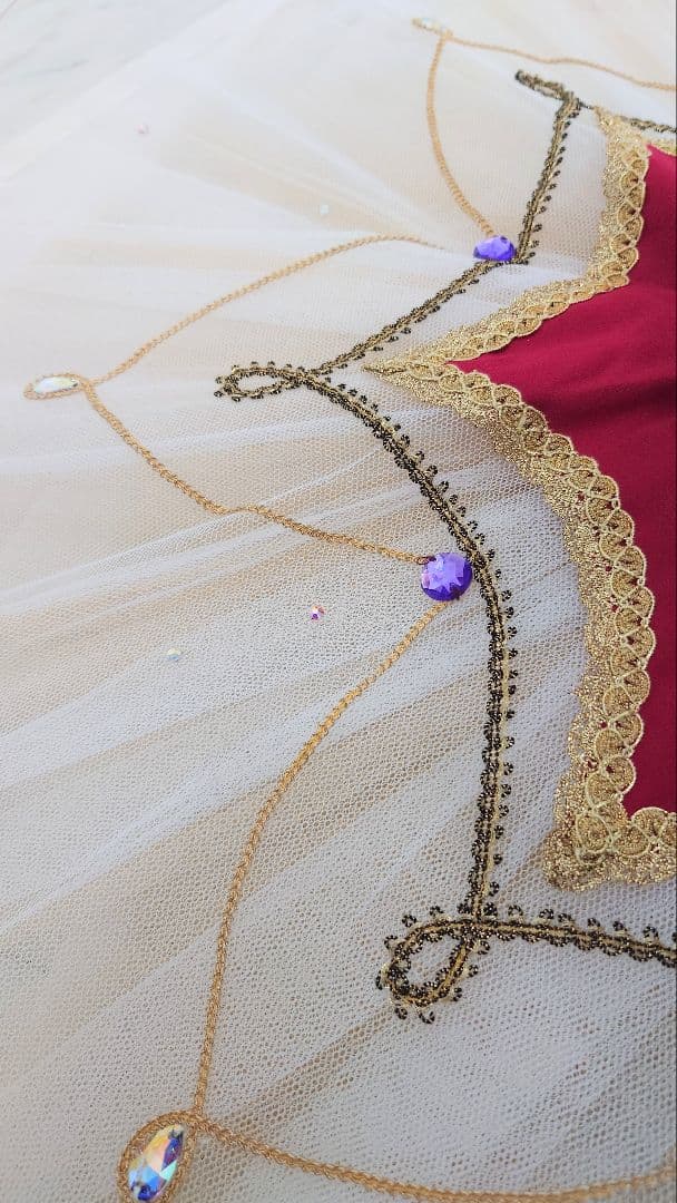 【エスメラルダ、海賊、キトリ】 チャコット・バレエ衣裳 袖飾り付き ５号