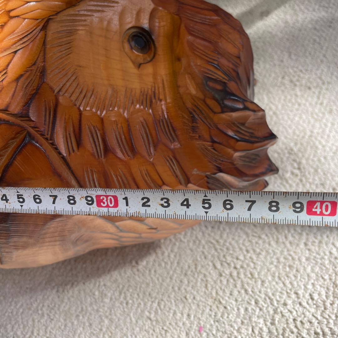 木彫り 名品フクロウ 美品希少 木彫民藝彫刻品。24