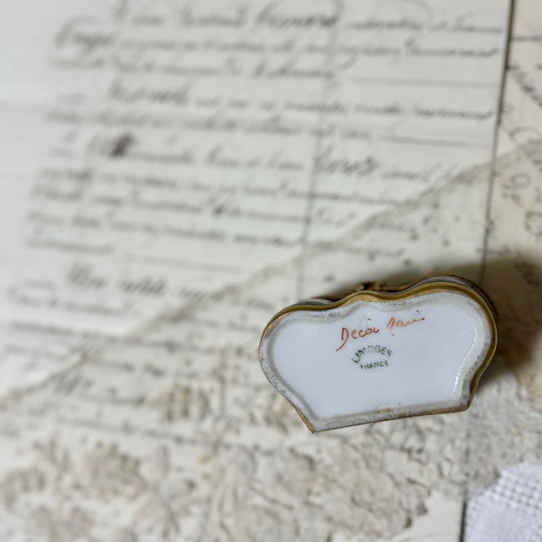 アンティーク　リモージュ　トリンケット　花柄の陶器　小物入れ　蚤の市