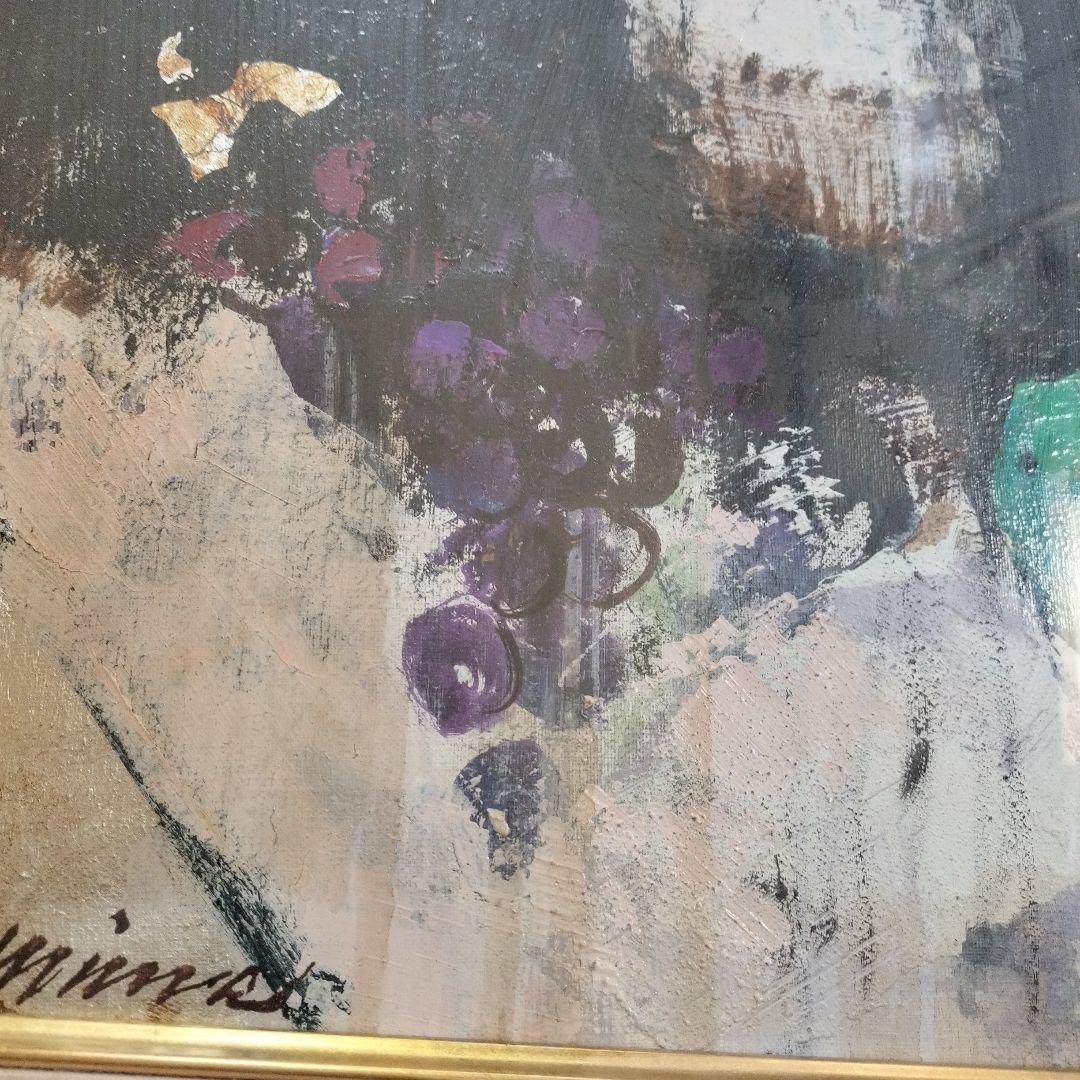 真作 油絵 絵画 花 三浦義幸 静物の構図 油彩12号