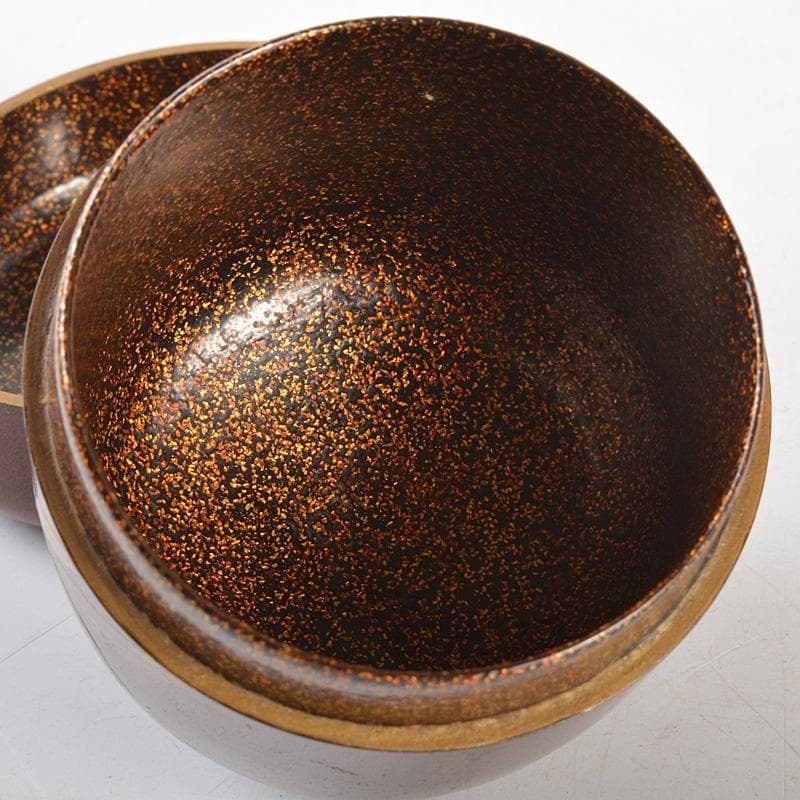 茶道具　漆塗　笹露蒔絵　小棗　桐箱付　V　R5912