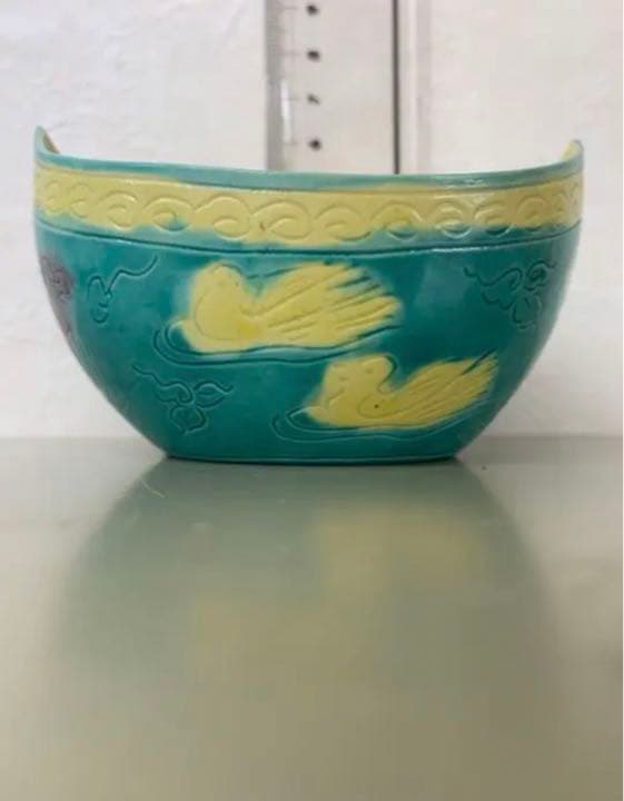 中国清康熙年製素三彩船　骨董アンティーク古美術品　唐物　江戸　青磁コレクション