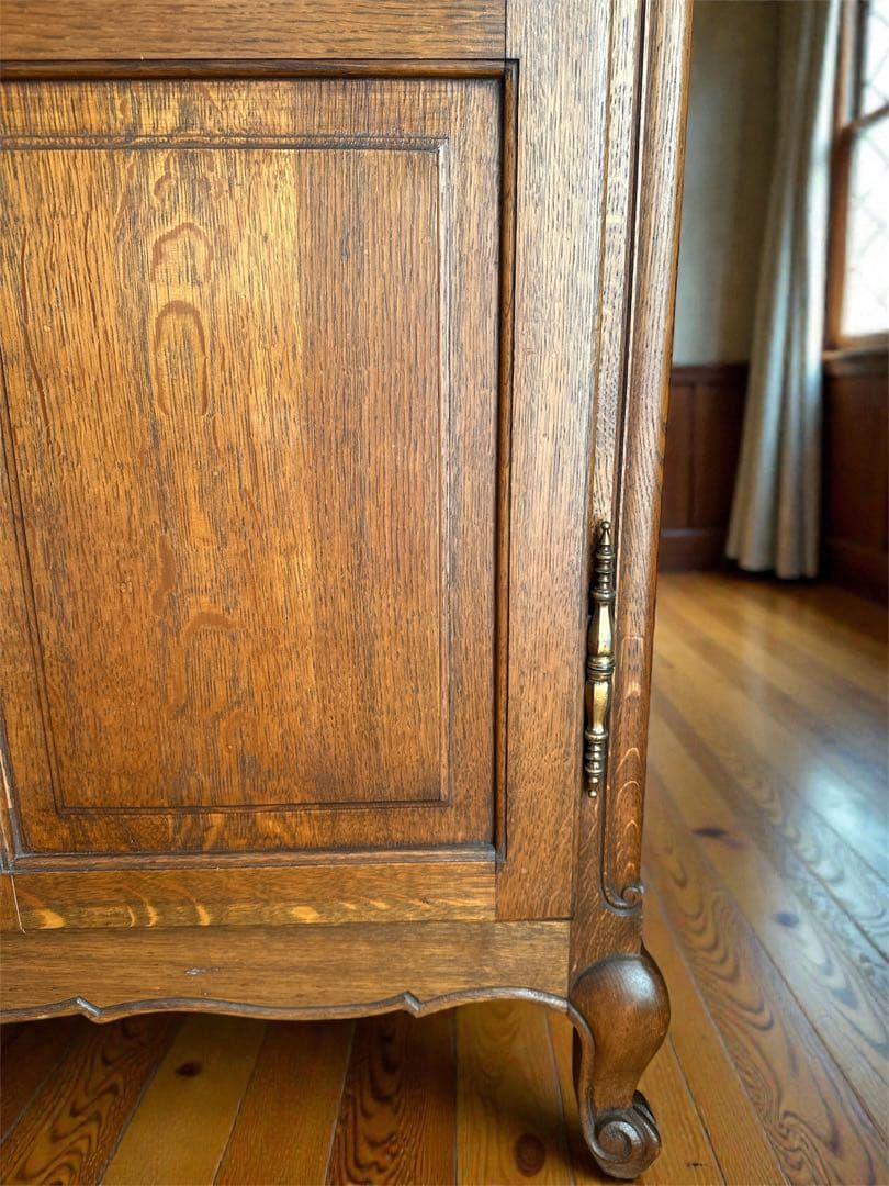 極美品　フランスアンティークガラスキャビネット　イギリスアンティーク　ネコ脚