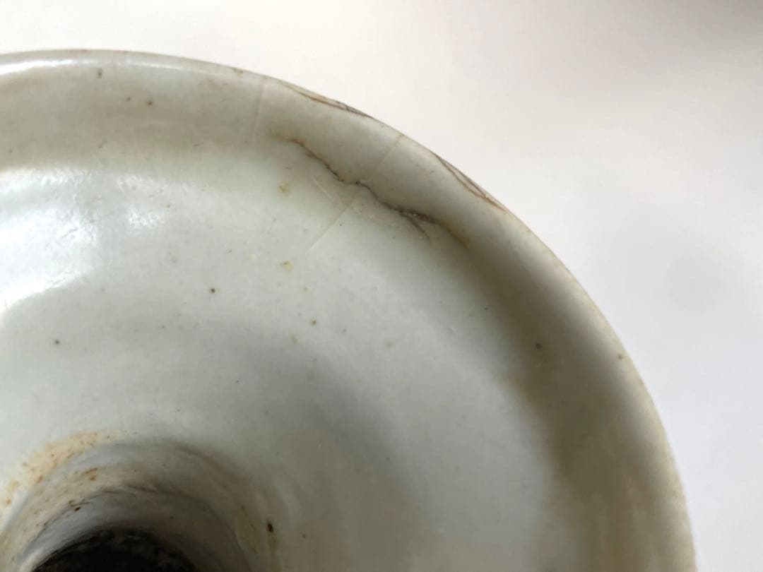 骨董　アンティーク　古伊万里　染付　双耳花入　仏花器　縁キズ　初期伊万里