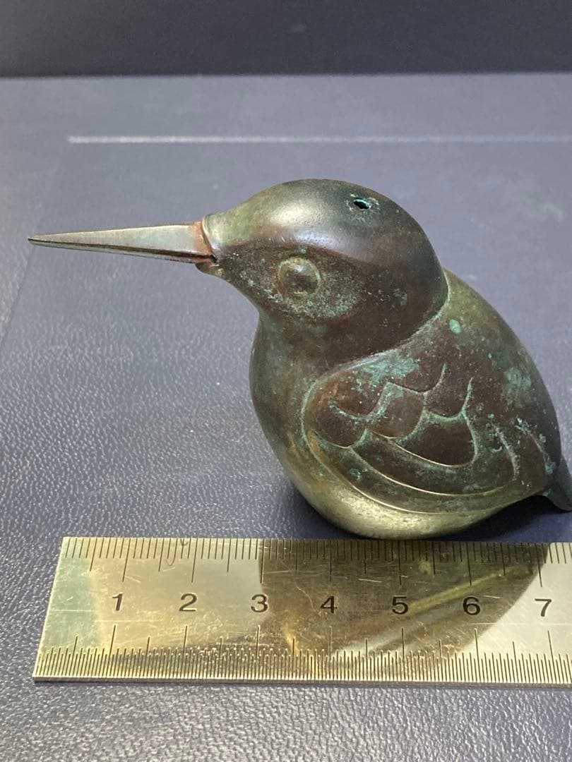 銅器　現代工芸　表勝一作　鳥　かわせみ
