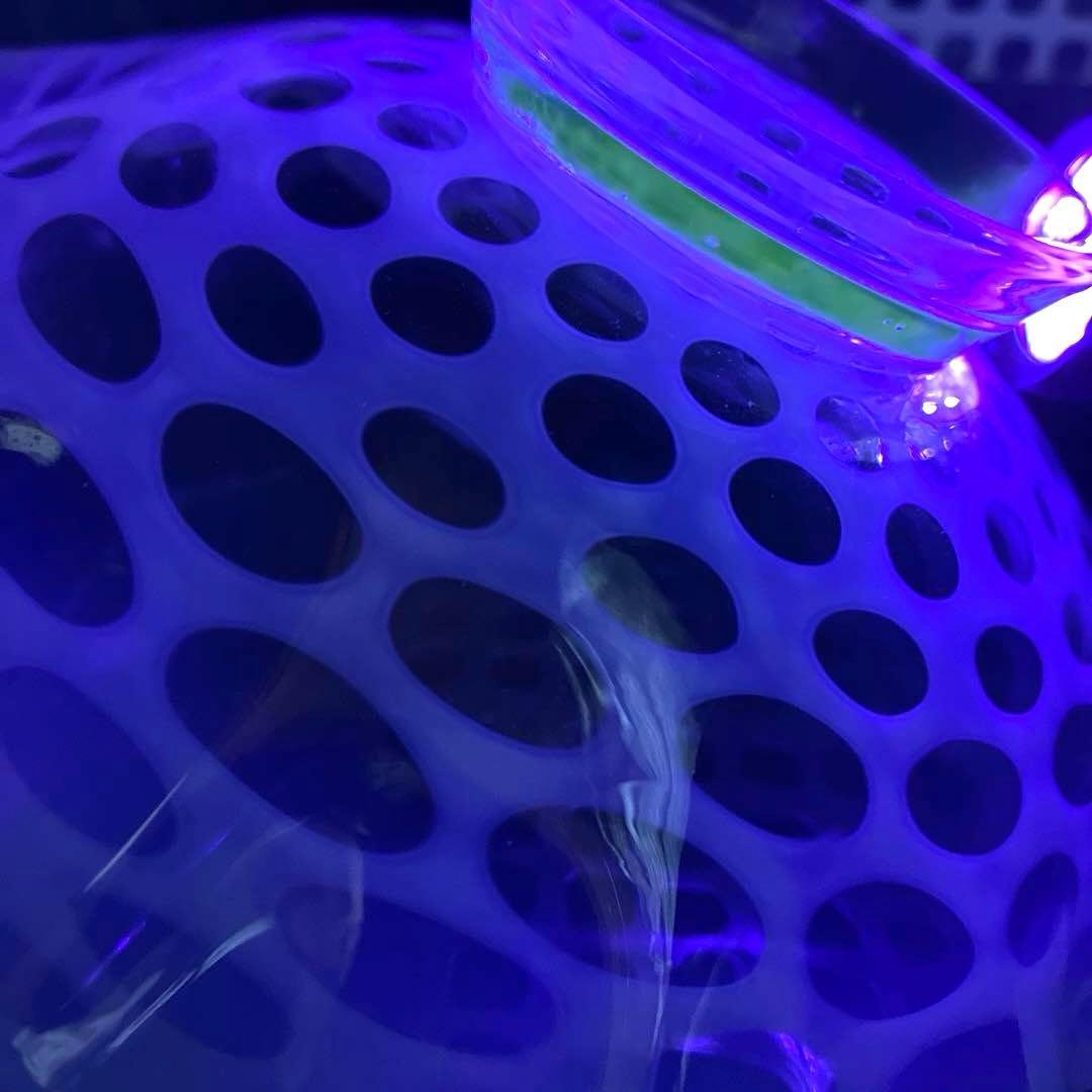 骨董　時代ガラス　フリル　水玉紋　乳白色　オパールセント 氷皿　プレート１客