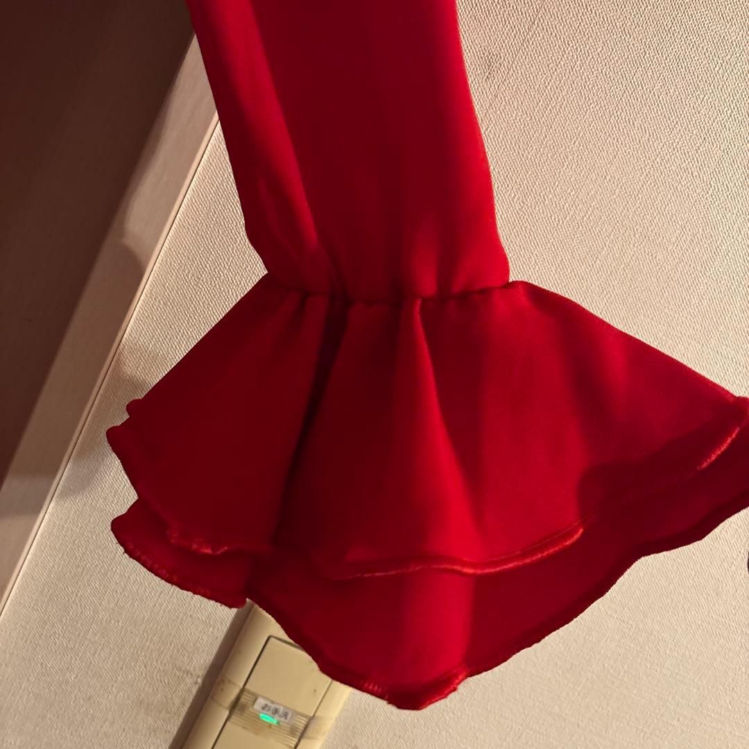 フラメンコ用赤いロングドレス