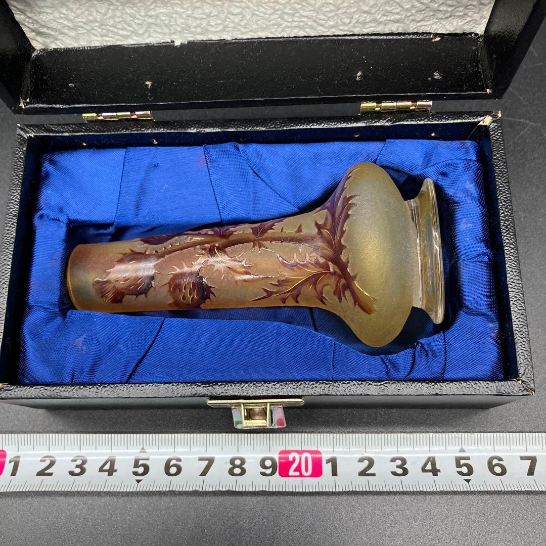 ドーム・ナンシー　アザミ文花瓶　アール・ヌーヴォー　Daum nancy