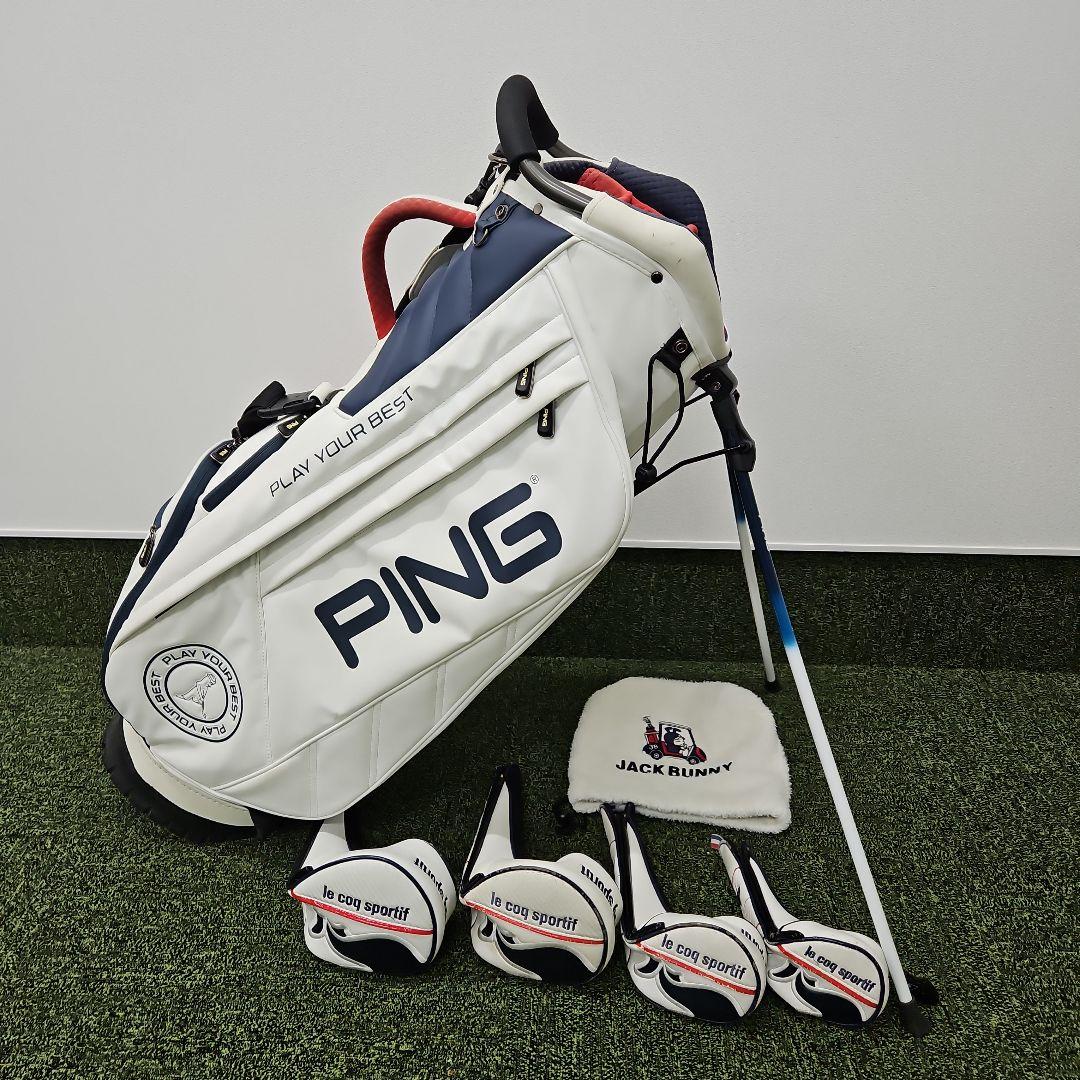 S*H様 PING ゴルフバッグ・スタンドキャディバッグ ホワイト/ネイビー