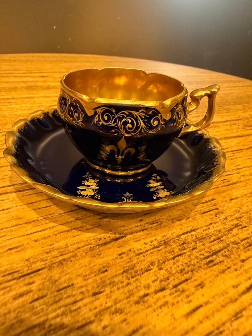 リモージュ　デミタスカップ＆ソーサー　コバルトブルー