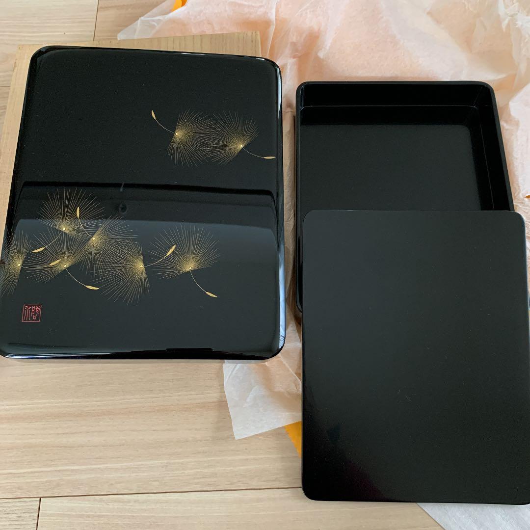 輪島塗　小西啓介　飛花沈金　硯箱　木箱付【匿名配送】