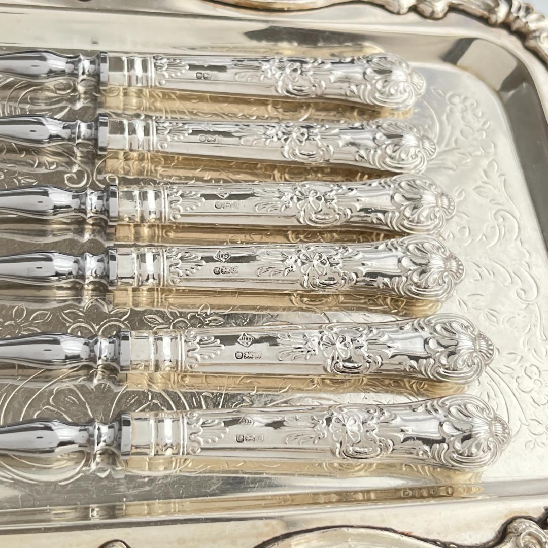 【Harrison Brothers】 【純銀ハンドル】ティーフォーク 6本