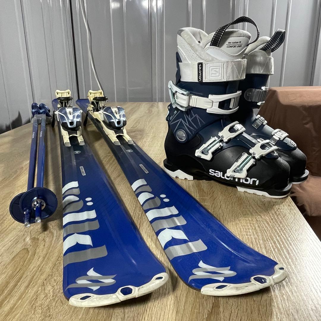VOLKL151cm SALOMON24/24.5cmストック付きスキーセット