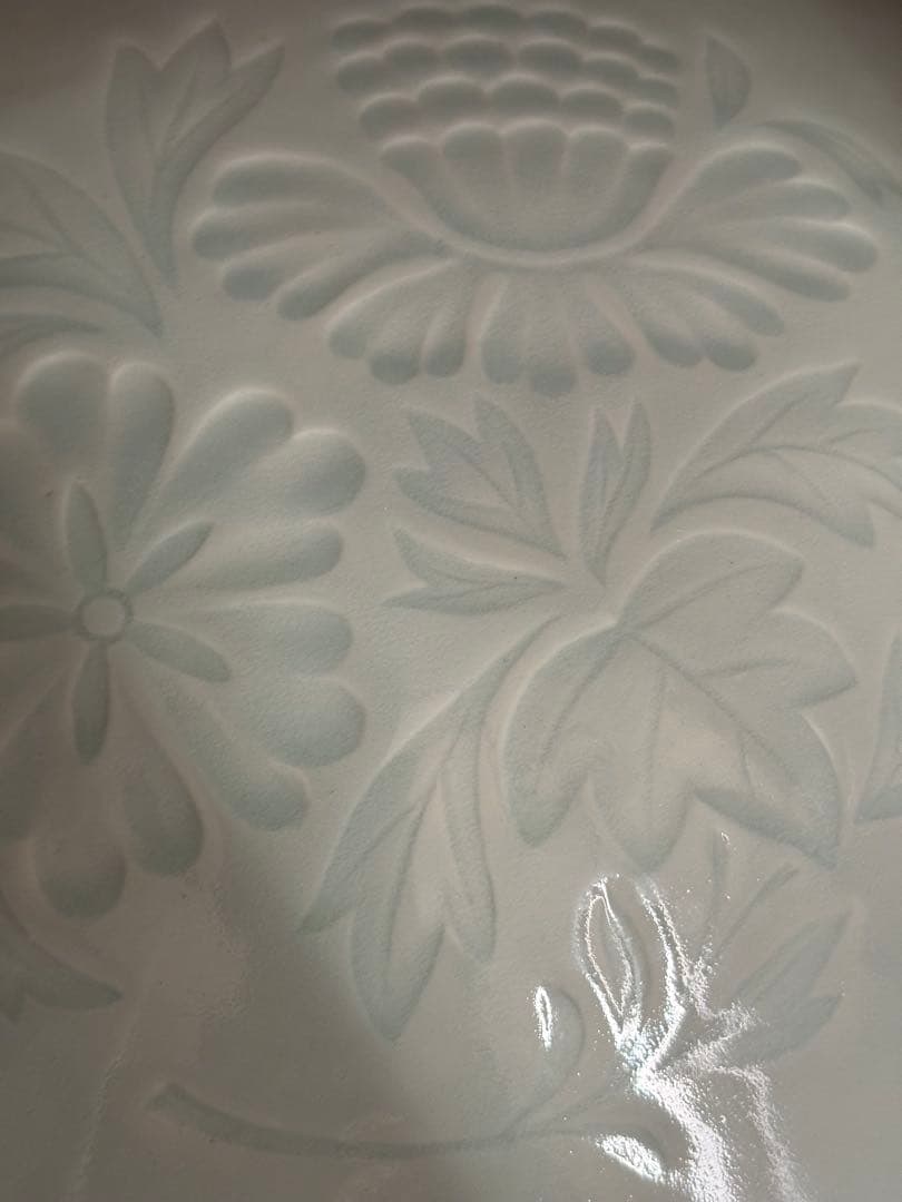 河村蜻山 大きな花瓶5.8kg 高さ29.5cm 四方形白磁富貴花彫文牡丹柳宗悦