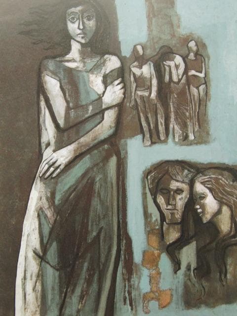 大森運夫、【彷徨の季節】、希少な額装用画集より、新品額装付