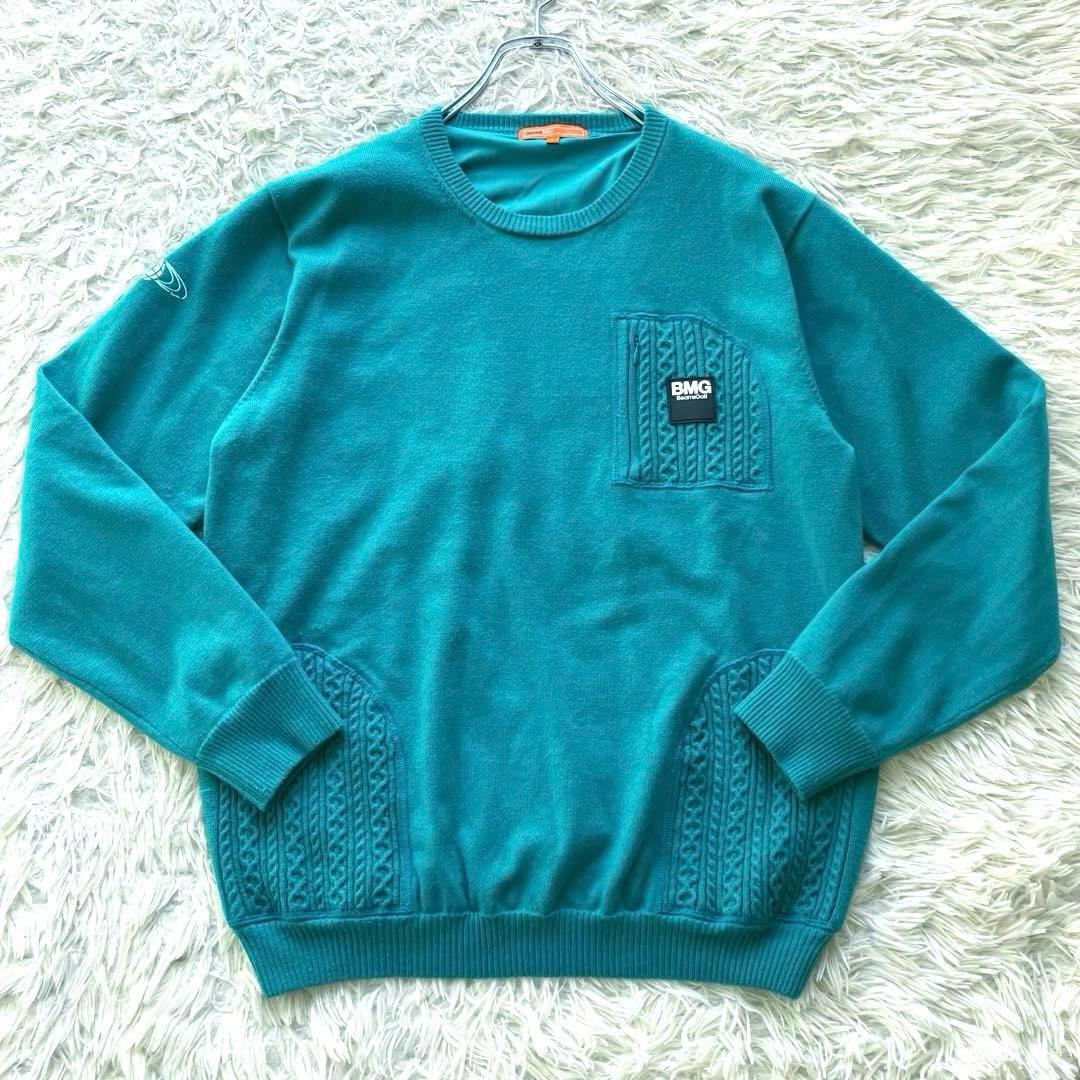 【美品 2022現行】ビームスゴルフ　ニットスニード　防風　緑　L ケーブル