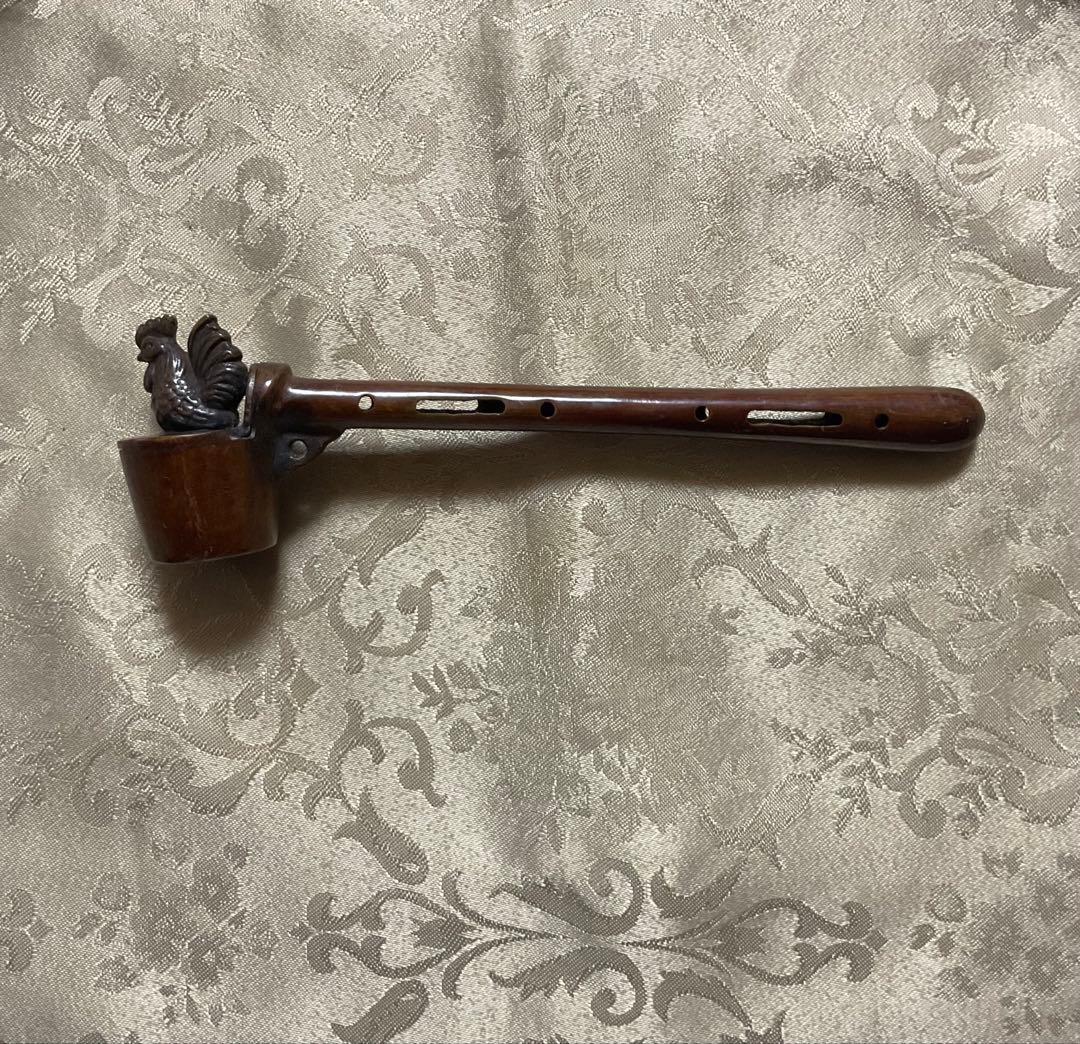 鶏の彫刻付き矢立