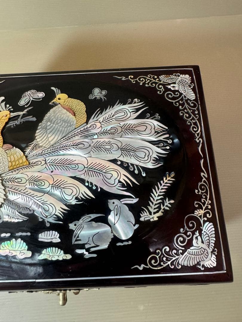 2794 螺鈿細工 花鳥　宝石箱 小物入れ 漆器 アクセサリーケース