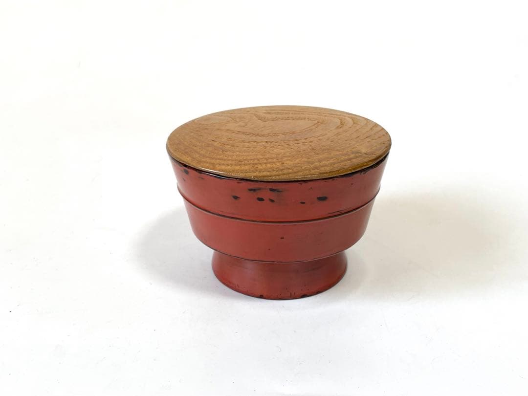 骨董　アンティーク　茶道具　根来　豆子香合　香合　仏具　朱塗　漆器　桃山時代