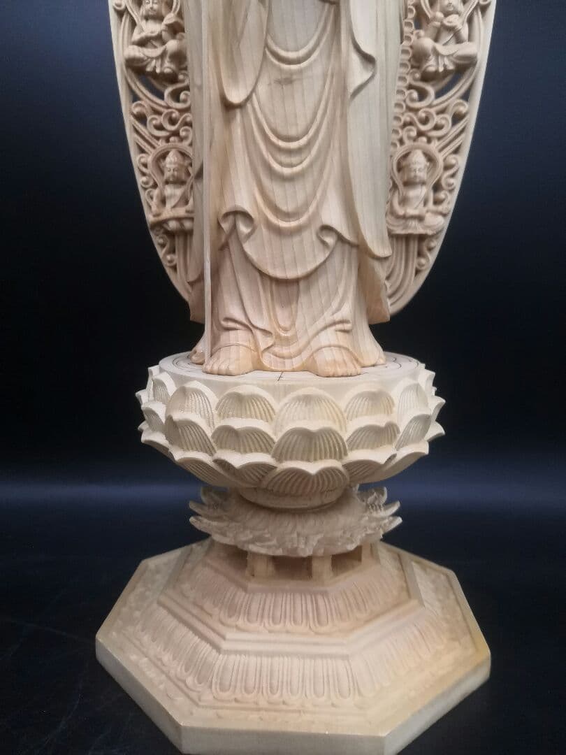 仏像 地蔵菩薩立像 地蔵尊 八角蓮華丸台座 木彫供養仏 仏教 福運・福徳
