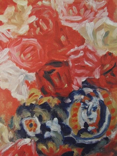 梅原龍三郎、【ばら】、希少な大判額装用画集より、新品高級額装付、豪華限定版