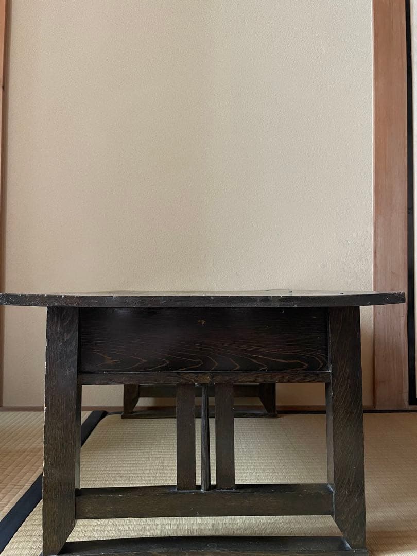 【最終価格】木製文机 ダークブラウン 2引き出し付き