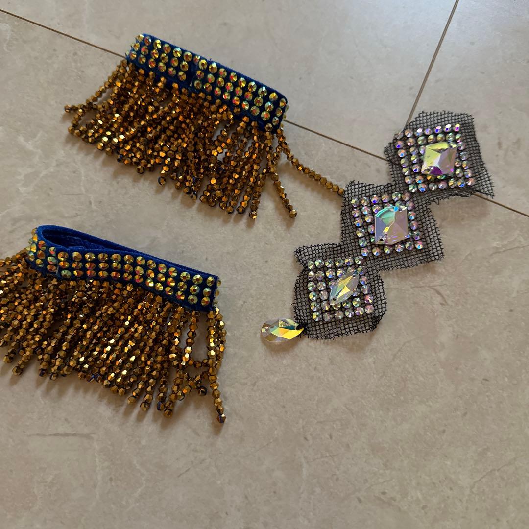 社交ダンス　ラテンドレス　ロイヤルブルー　アクセサリーのおまけ付き