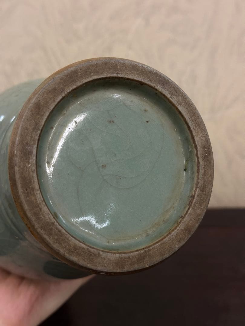 中國古美術 青磁花瓶 龍泉窯 茶道具 煎茶器 置物