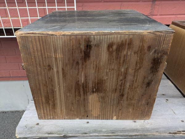 Y【中古】昭和レトロ 木製 囲炉裏 五徳 古道具 火鉢？専用木箱有り