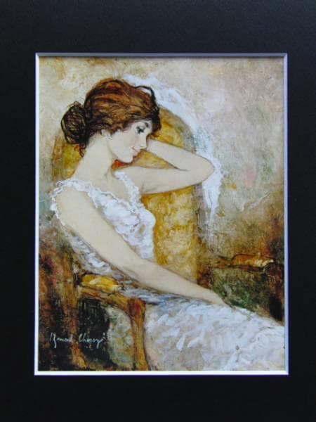 B・シャロワ、肘掛椅子の少女、日本未発売・限定画集画、額付