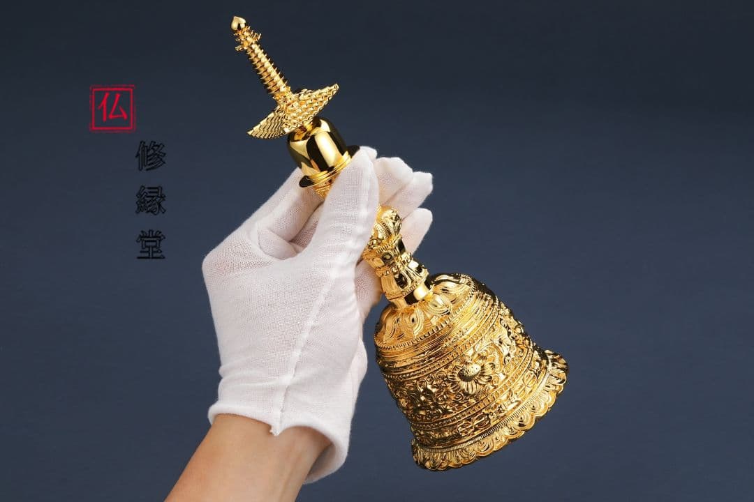 【修縁堂】密教法具 真言宗 金剛降魔法器仏具 鬼面蓮華形宝塔金剛鈴