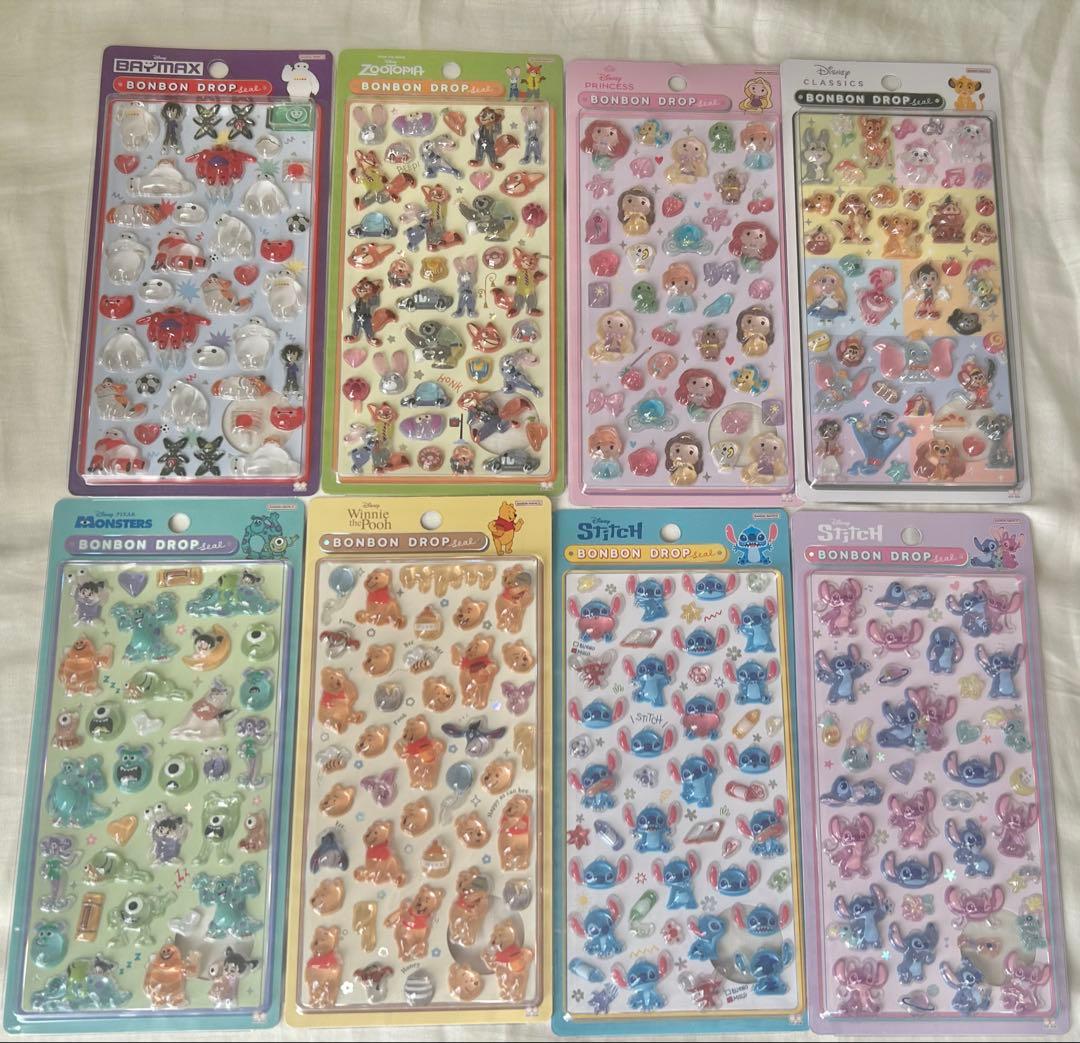 【国内正規品・早い者勝ち】ディズニー ボンボンドロップシール 8枚セット
