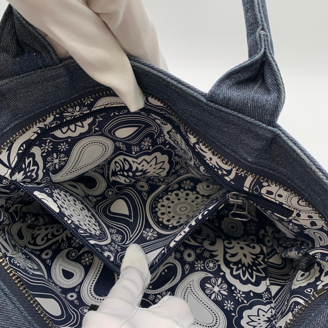 Hydrogen ハイドロゲン ハンドバッグ デニム スカルロゴ ペイズリー柄