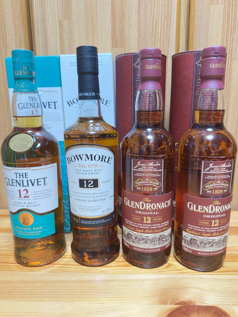 グレンドロナック 12年 グレンリベット 12年 ボウモア12年 4本セット　旧