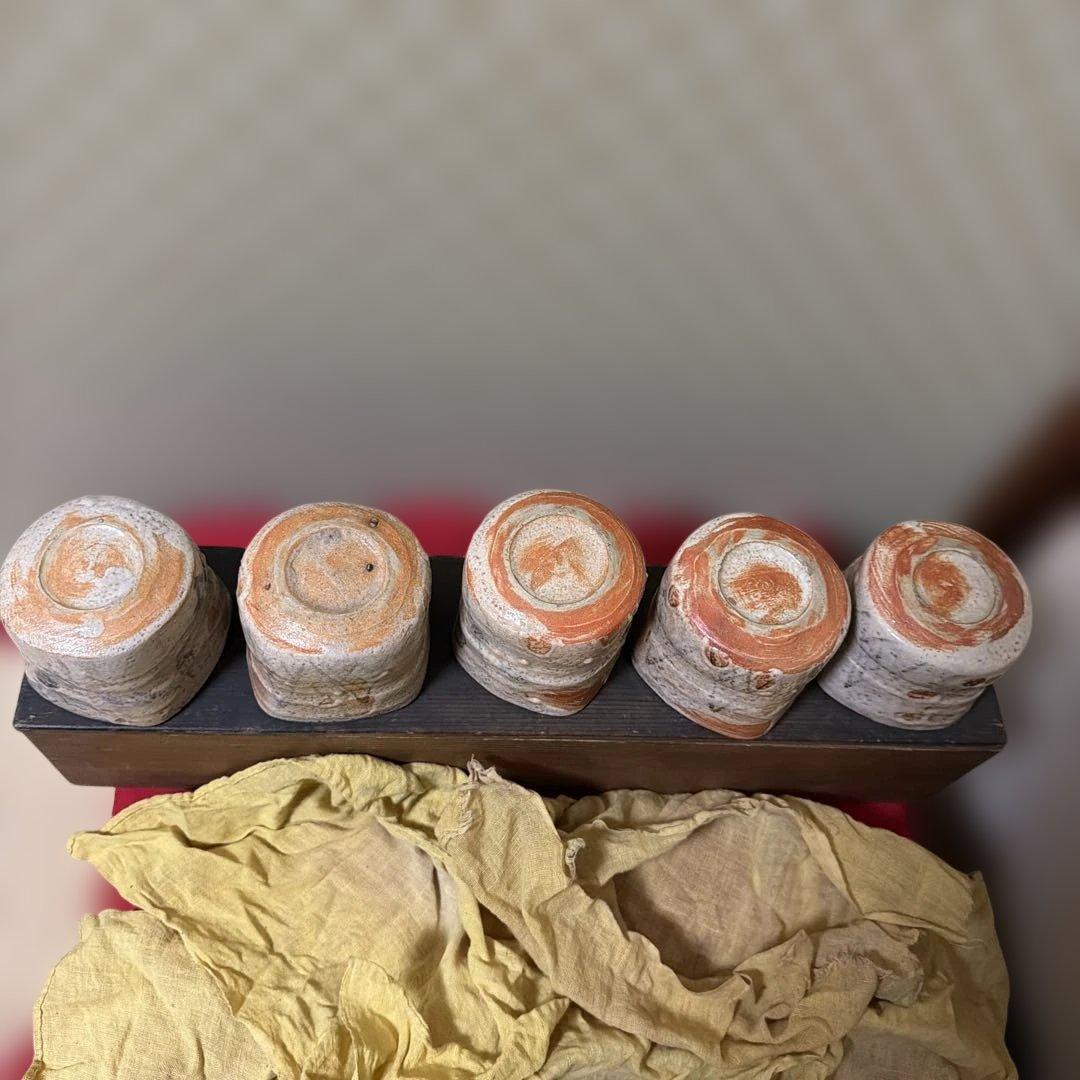 江戸時代　絵志野　向付　五客　無傷　茶碗　時代保管箱