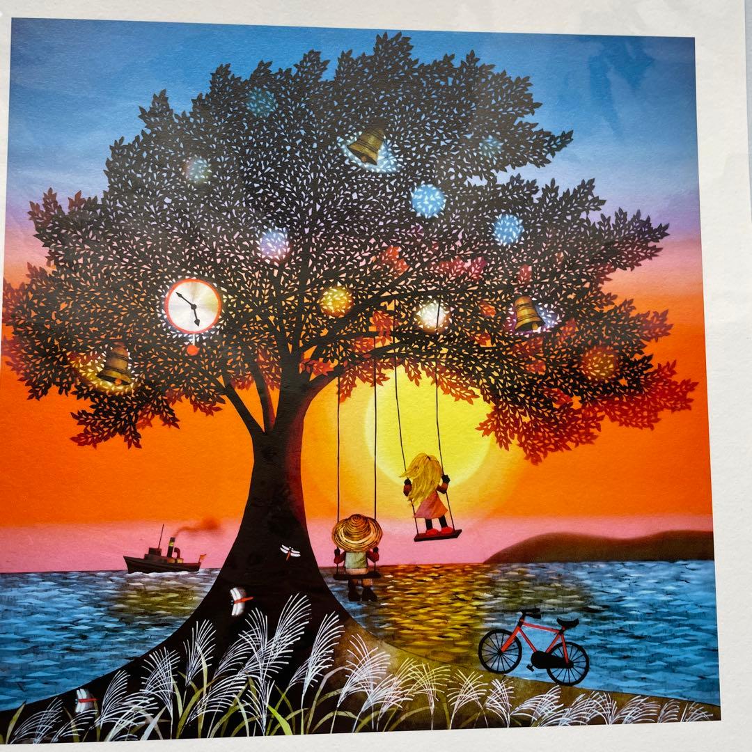 藤城清治先生　夕日のブランコ